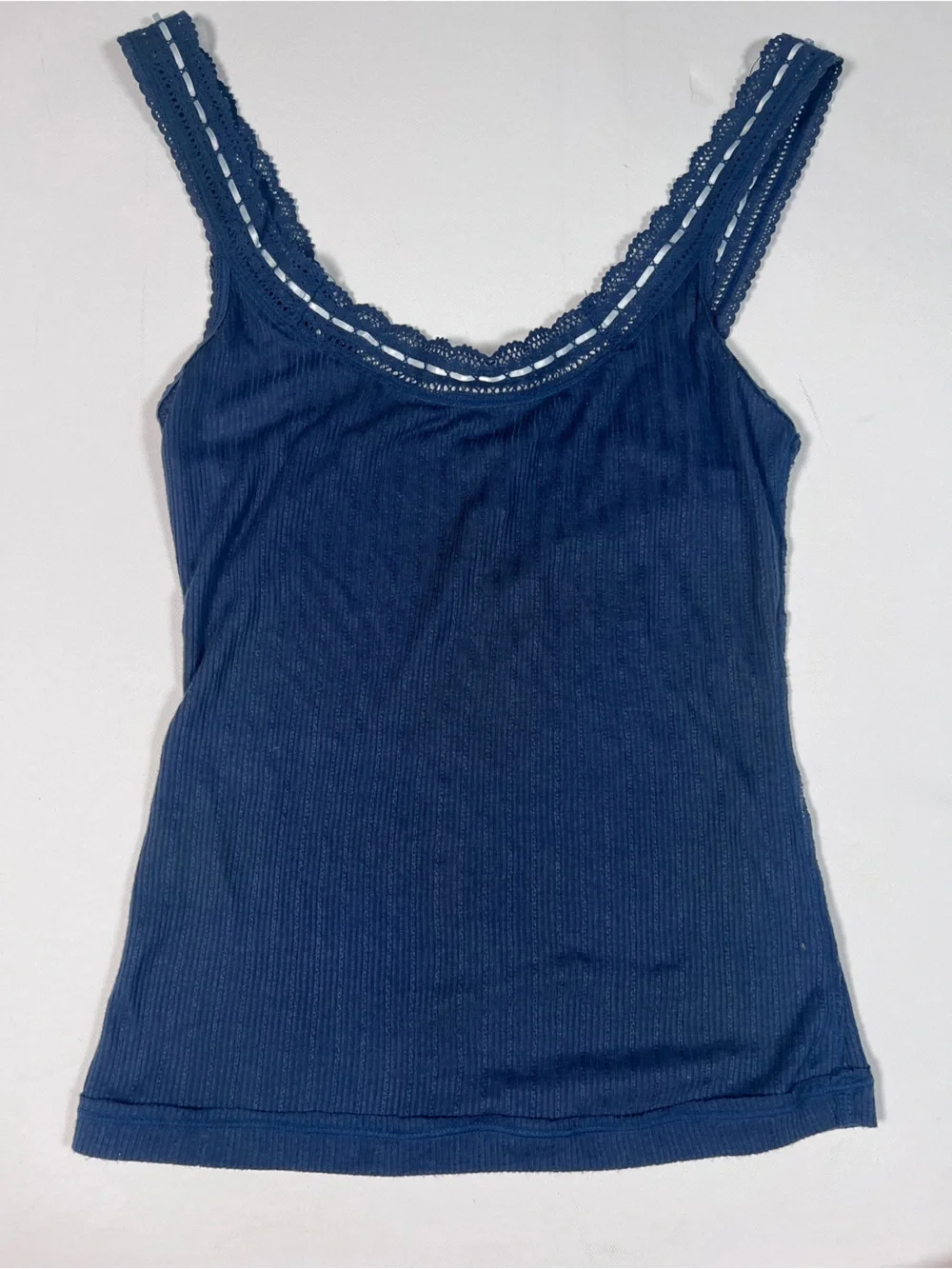 NWOT Free People Only You Tank Blue Denim & White Small